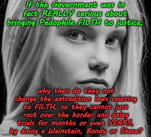 If Australia was really serious about bringing Pedophiles to justice, why not change the extradition Laws! | If the Government was in fact REALLY serious about bringing Pedophile FILTH to justice, Yarra Man; why then do they not change the extradition laws relating to FILTH, so they cannot just rock over the border and delay trials for months or even YEARS, by doing a Weinstein, Bondy or Skase? | image tagged in queensland nsw,victoria south australia,wa nt tasmania,magistrates judges,judiciary,predators | made w/ Imgflip meme maker