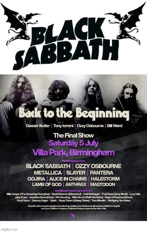 The last Sabbath… | image tagged in heavy metal,black sabbath,final concert,back to the beginning | made w/ Imgflip meme maker