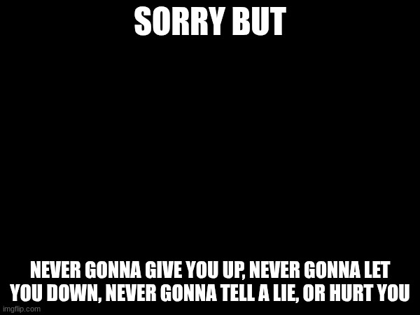 I had to | SORRY BUT; NEVER GONNA GIVE YOU UP, NEVER GONNA LET YOU DOWN, NEVER GONNA TELL A LIE, OR HURT YOU | image tagged in rick rolled,if i had one | made w/ Imgflip meme maker