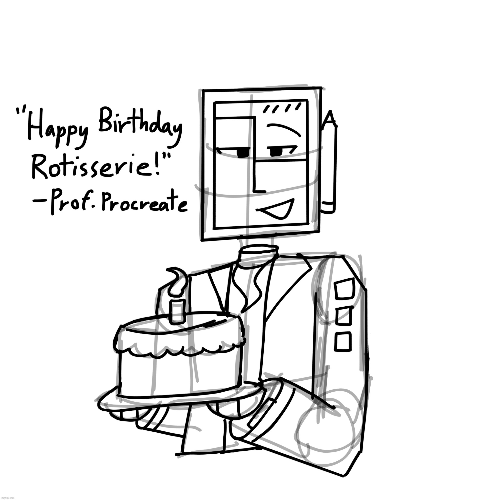 a gift for rotisserie that is from professor procreate (we love you rotisserie) | made w/ Imgflip meme maker