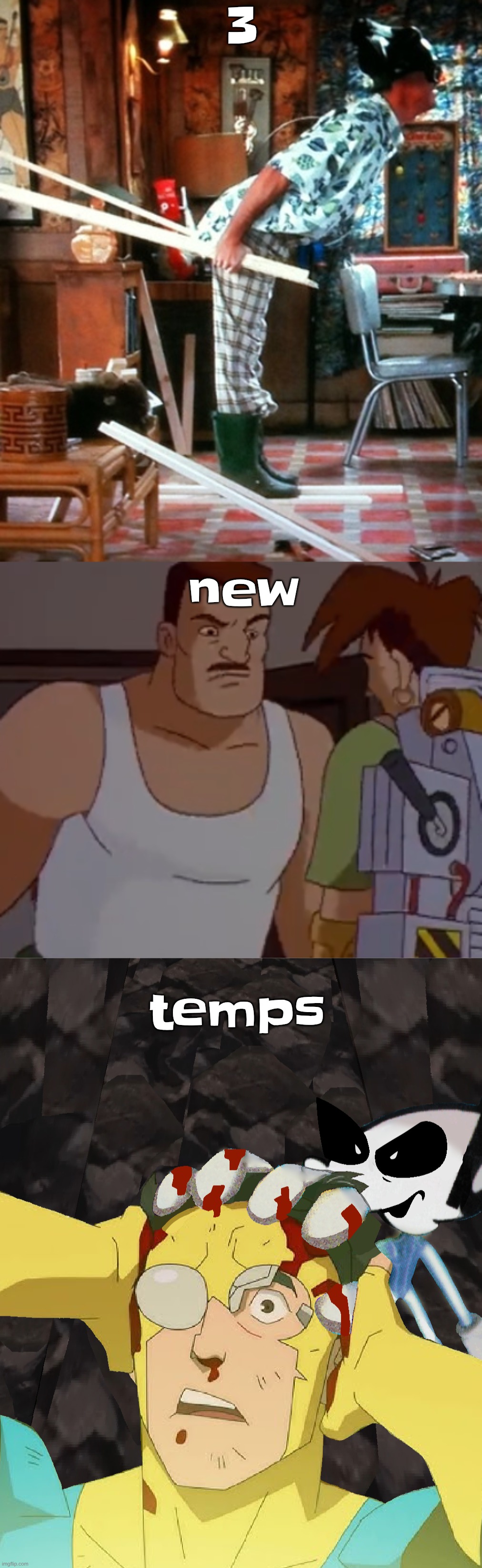 3; new; temps | image tagged in skiing,omni man ahh,dobvincible | made w/ Imgflip meme maker