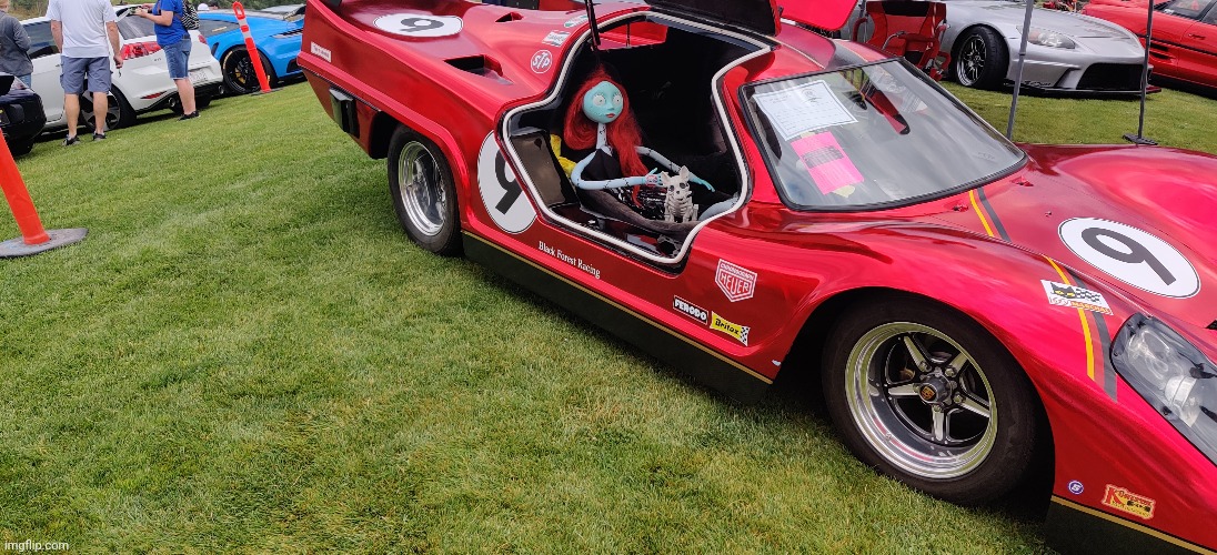 Ok, so I went to a car show, and one of the cars had Sally Skellington in it for some reason | made w/ Imgflip meme maker