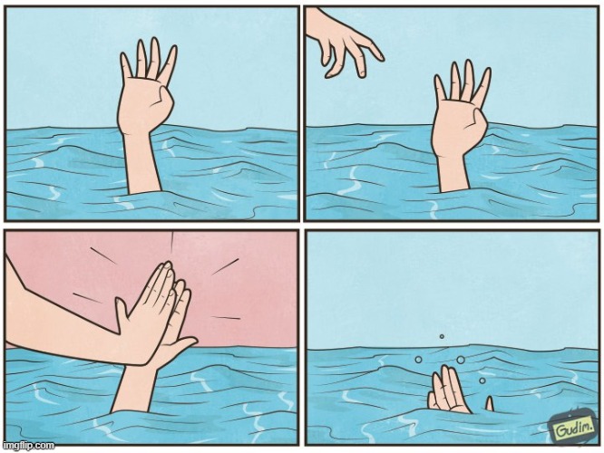 Overthinker | image tagged in high five drown | made w/ Imgflip meme maker