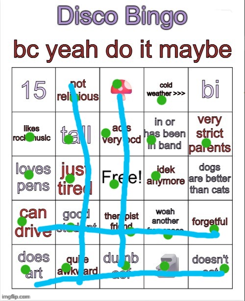 Disco bingo but slightly less terrible | image tagged in disco bingo but slightly less terrible | made w/ Imgflip meme maker