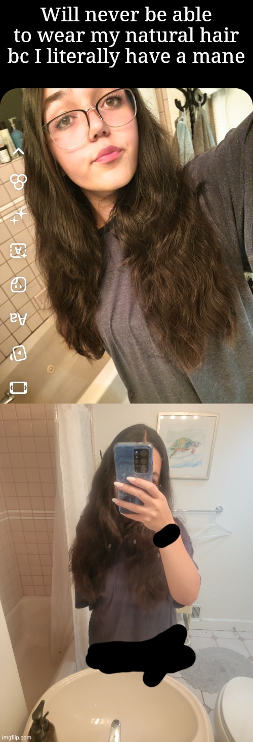 Will never be able to wear my natural hair bc I literally have a mane | made w/ Imgflip meme maker