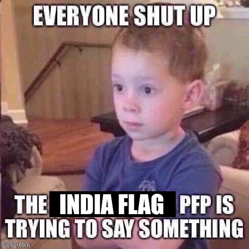 The pfp is trying to say something | INDIA FLAG | image tagged in the pfp is trying to say something | made w/ Imgflip meme maker