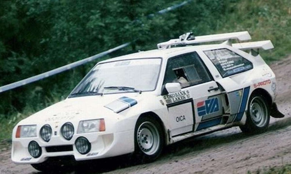 Lada Samara Eva (S-Proto) Rally Group B Championship But Sadly Is Only One Race And Can't Go To Enemy's | image tagged in lada samara eva,group b,rally,history,autosport | made w/ Imgflip meme maker