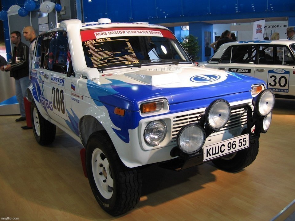 Lada Niva T3 #1 Winner Of Dakar Rally Raid All Dakar Race Niva Can Go 1st Place | image tagged in lada niva dakar,dakar,desert,history,soviet union | made w/ Imgflip meme maker