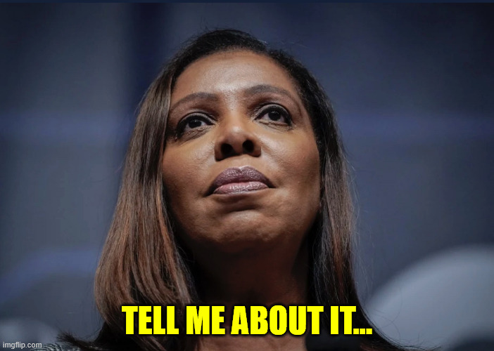 Letitia James looks up | TELL ME ABOUT IT... | image tagged in letitia james looks up | made w/ Imgflip meme maker