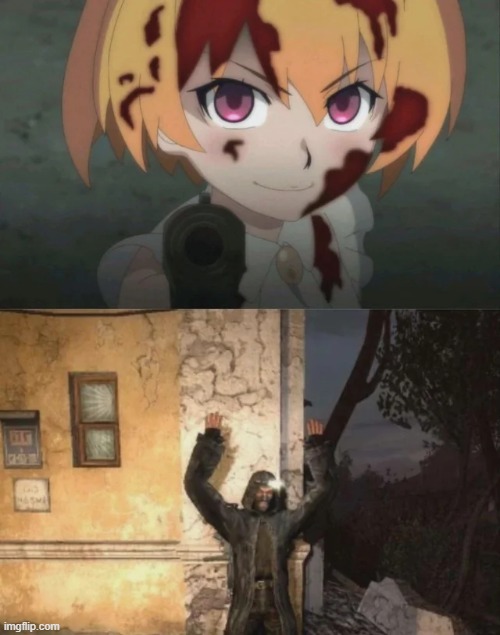 Satoko: "Go your own way, Stalker" | image tagged in anime | made w/ Imgflip meme maker