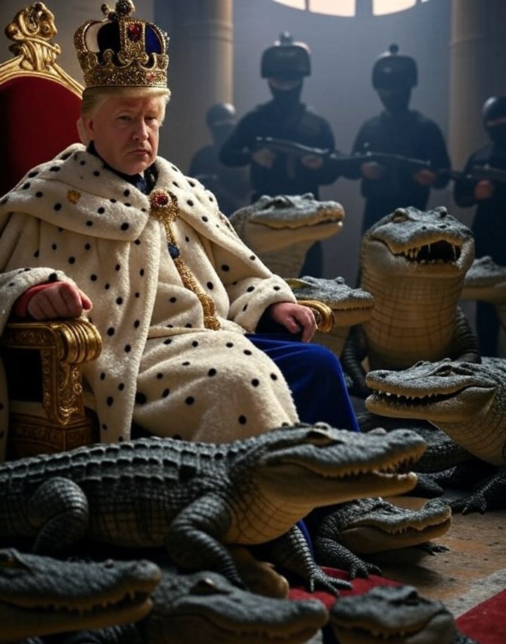 King Trump and his Praetorian Guard alligators Blank Meme Template