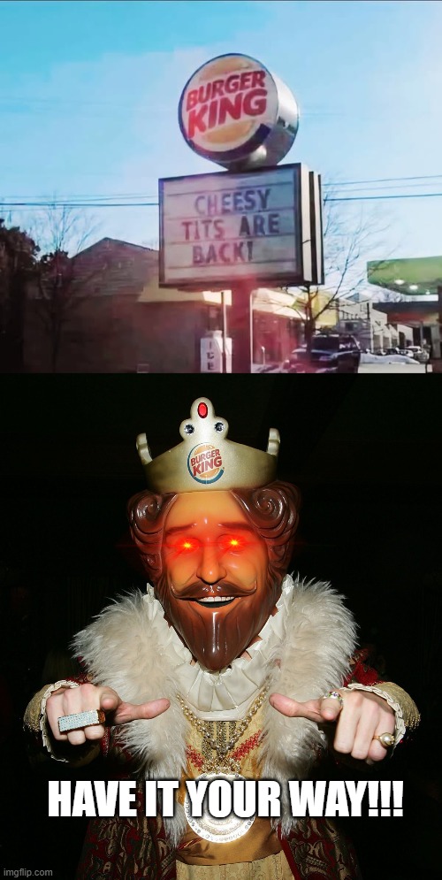 Have It Your Way | HAVE IT YOUR WAY!!! | image tagged in the burger king | made w/ Imgflip meme maker