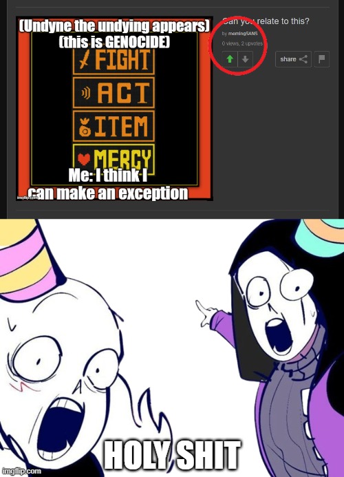 bro is this stream turning into MSMG- | HOLY SHIT | image tagged in epic sans and cross sans pointing | made w/ Imgflip meme maker