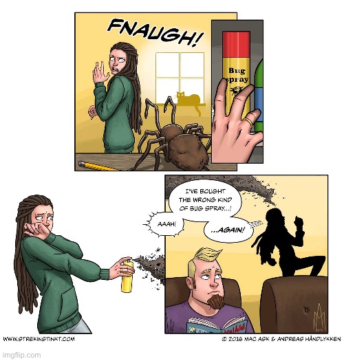 image tagged in comics,strekinstinkt,bug spray | made w/ Imgflip meme maker