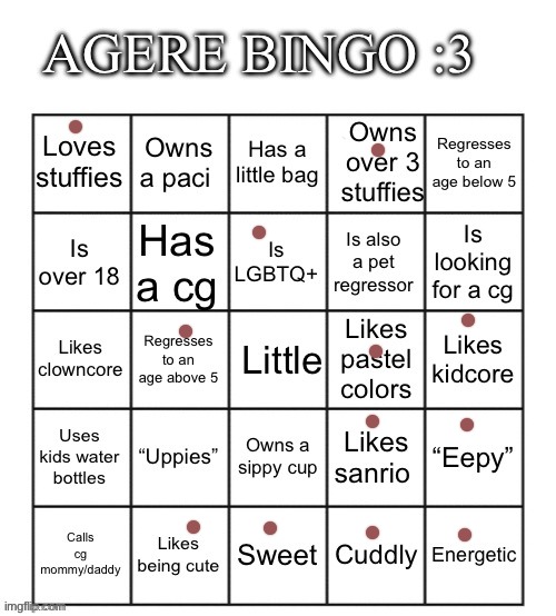 No bingo, but here is mine X3 | image tagged in agere bingo by erop,little | made w/ Imgflip meme maker
