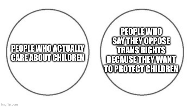 Transphobes can't help but to expose their real intentions whenever you interact with them | PEOPLE WHO SAY THEY OPPOSE TRANS RIGHTS BECAUSE THEY WANT TO PROTECT CHILDREN; PEOPLE WHO ACTUALLY CARE ABOUT CHILDREN | image tagged in lgbtq,trans rights,transgender,transphobes,transphobia | made w/ Imgflip meme maker