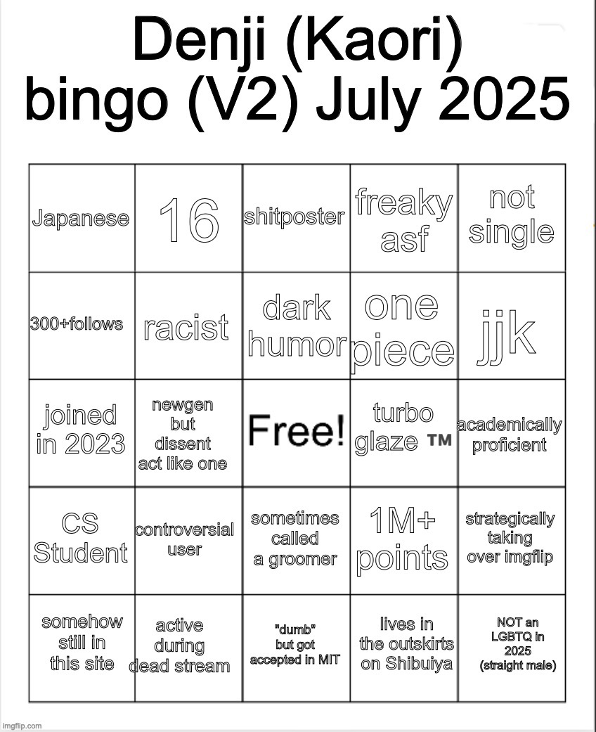 Denji Bingo V2 | image tagged in denji bingo v2 | made w/ Imgflip meme maker