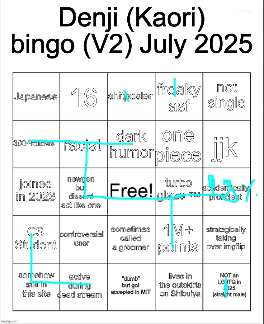 Denji Bingo V2 | image tagged in boku no ochiichin wa chiisai,eeeyuh wuh kuda sai,denji bingo v2 | made w/ Imgflip meme maker