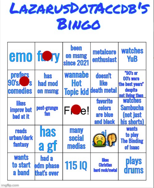 Lazarus bingo | 🤮👎 | image tagged in lazarus bingo | made w/ Imgflip meme maker