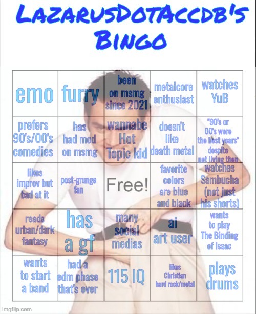 Lazarus bingo | image tagged in lazarus bingo | made w/ Imgflip meme maker
