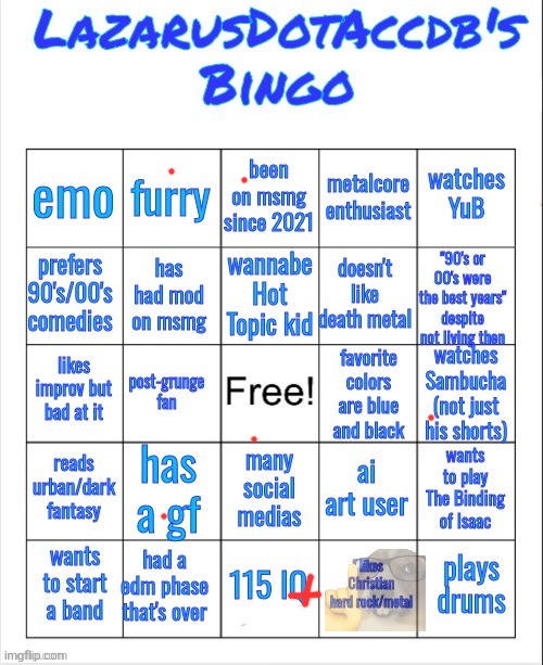 Lazarus bingo | image tagged in lazarus bingo | made w/ Imgflip meme maker