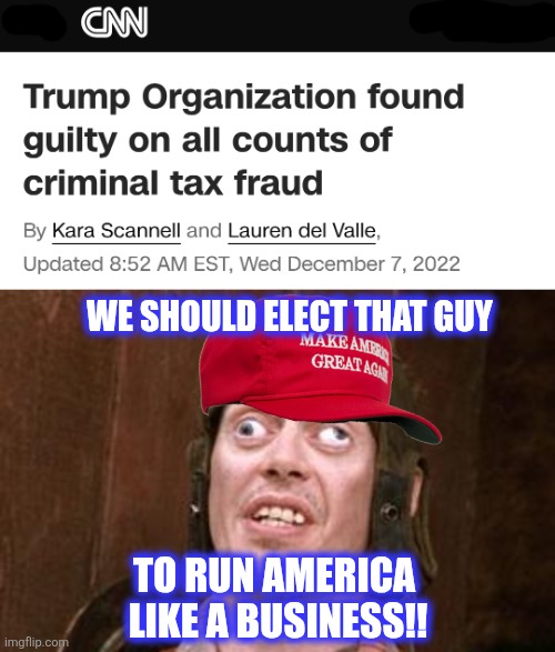 WE SHOULD ELECT THAT GUY TO RUN AMERICA 
LIKE A BUSINESS!! | image tagged in buscemi cross eye | made w/ Imgflip meme maker