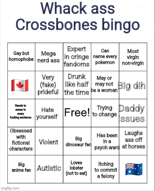 Posting ts again. Do it. Or don't idgaf | image tagged in whack ass crossboner bingo | made w/ Imgflip meme maker