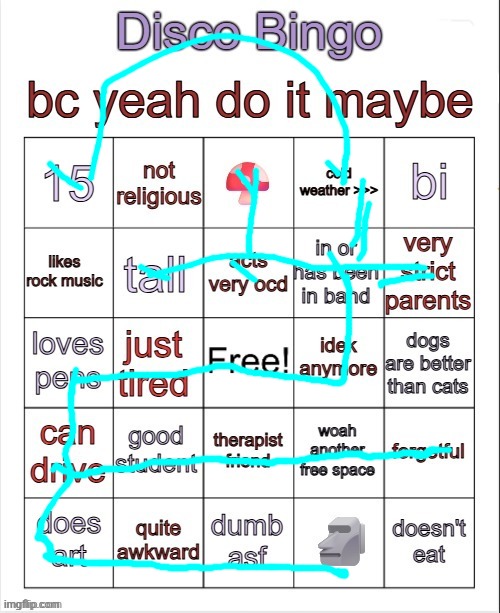 Disco bingo but slightly less terrible | image tagged in disco bingo but slightly less terrible | made w/ Imgflip meme maker