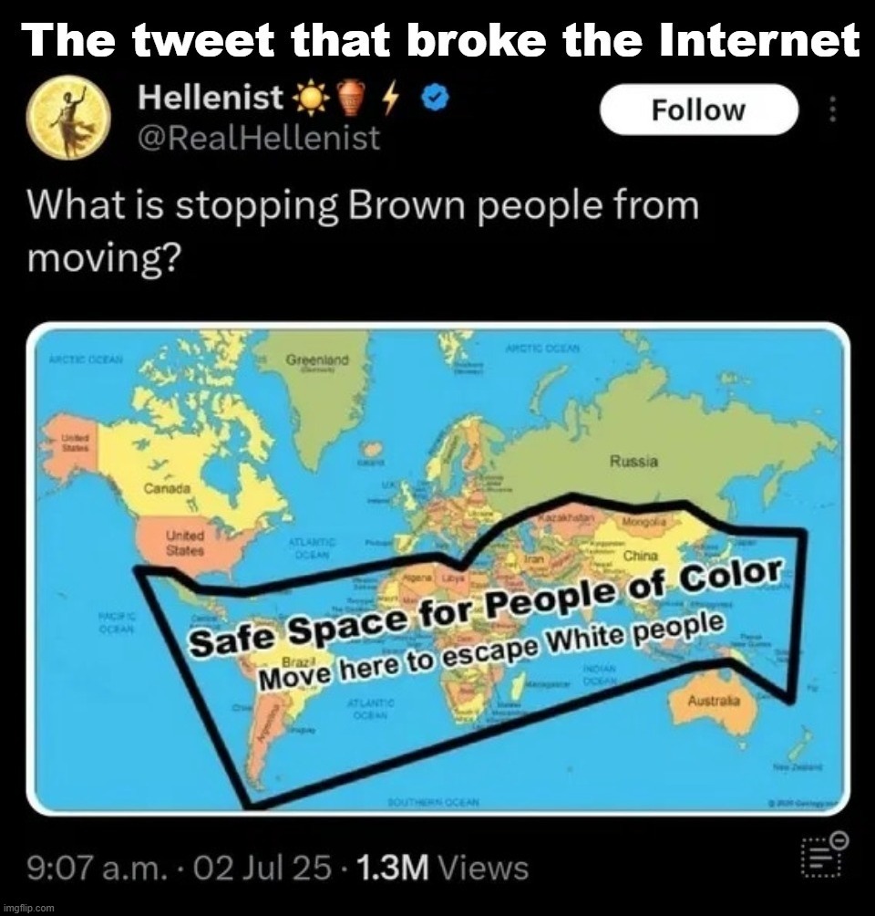 Colored People Safe Space tweet that broke the Internet | image tagged in colored people,safe space,broke the internet | made w/ Imgflip meme maker
