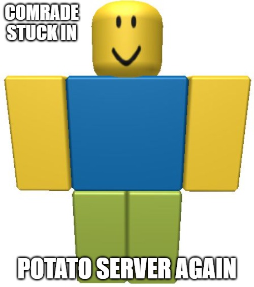ROBLOX Noob | COMRADE STUCK IN; POTATO SERVER AGAIN | image tagged in roblox noob,slavic lives matter | made w/ Imgflip meme maker