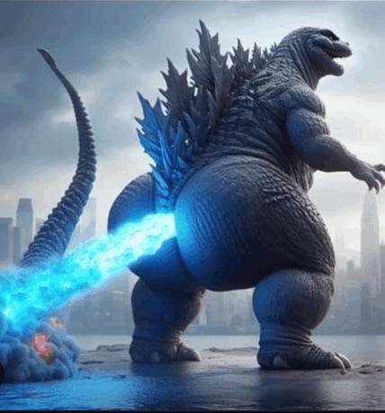High Quality Godzilla pooping a lazer Blank Meme Template