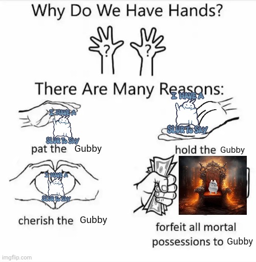 GUBBY! | Gubby; Gubby; Gubby; Gubby | image tagged in why do we have hands all blank | made w/ Imgflip meme maker