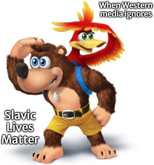 banjo kazooie | When Western media ignores; Slavic Lives Matter | image tagged in banjo kazooie,slavic lives matter | made w/ Imgflip meme maker