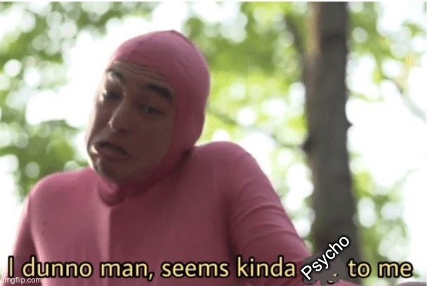 Psycho | Psycho | image tagged in i dunno man seems kinda gay to me | made w/ Imgflip meme maker