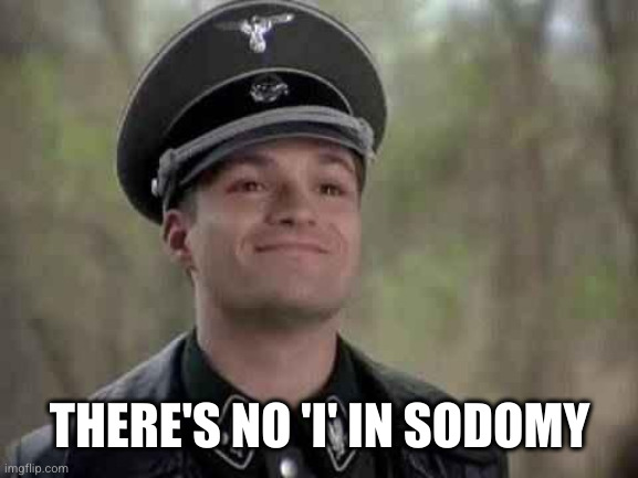 grammar nazi | THERE'S NO 'I' IN SODOMY | image tagged in grammar nazi | made w/ Imgflip meme maker