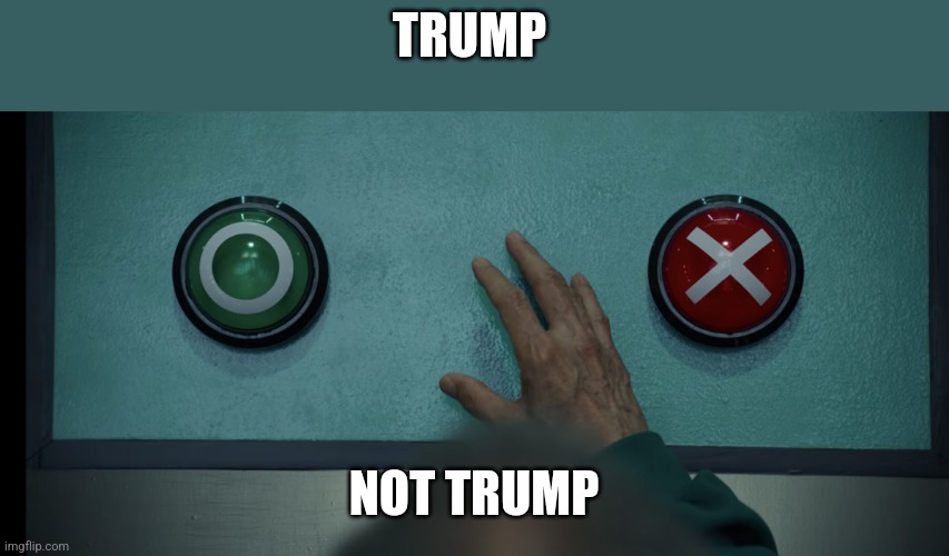Squid Game vote buttons | TRUMP; NOT TRUMP | image tagged in squid game vote buttons | made w/ Imgflip meme maker