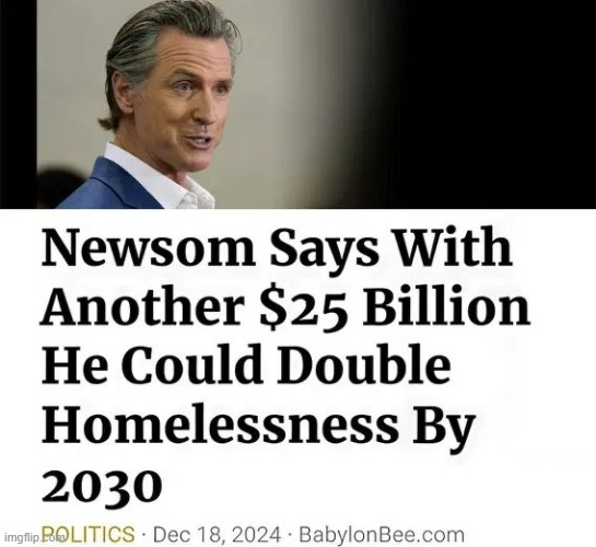 Liberals Ruin Everything They Touch | image tagged in newsome,ruin,everything,liberals,homeless | made w/ Imgflip meme maker