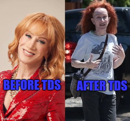 What TDS does to you | AFTER TDS; BEFORE TDS | image tagged in kathy griffin | made w/ Imgflip meme maker
