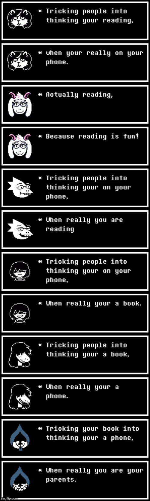 Book book phone phone phone book. | image tagged in phone,book,deltarune | made w/ Imgflip meme maker