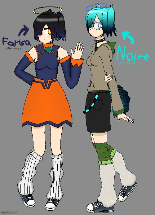 Opinions of The New design I did for Farisa (Left) Now known as Noire (Right)? (IMGFLIP WHERE PIXELS ?!?!?!?!? 80/!?!?) | image tagged in random,oc,drawlings,original | made w/ Imgflip meme maker