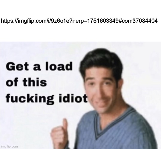Get a Load of This Fucking Idiot | https://imgflip.com/i/9z6c1e?nerp=1751603349#com37084404 | image tagged in get a load of this fucking idiot,msmg | made w/ Imgflip meme maker
