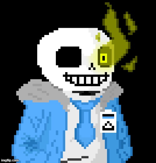 yeah again rate this, BUT THIS TIME WITH YELLOW EYE THAT NOBODY USE (btw some details near his eye are visible now) | image tagged in blue archive,sans,undertale | made w/ Imgflip meme maker