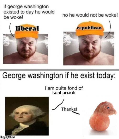 . | seal peach | image tagged in george washington if he existed today | made w/ Imgflip meme maker