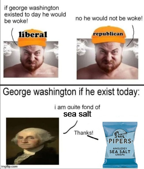 George Washington if he existed today | sea salt | image tagged in george washington if he existed today,memes | made w/ Imgflip meme maker
