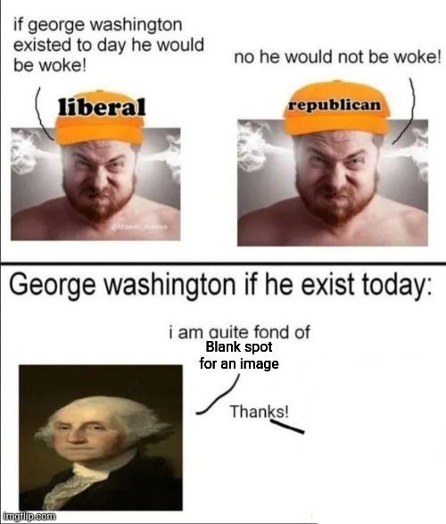 George Washington if he existed today | Blank spot for an image | image tagged in george washington if he existed today | made w/ Imgflip meme maker