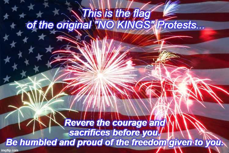 original "No Kings" flag | This is the flag of the original "NO KINGS" Protests... Revere the courage and sacrifices before you.
Be humbled and proud of the freedom given to you. | image tagged in us flag,no kings,4th july,independence day | made w/ Imgflip meme maker