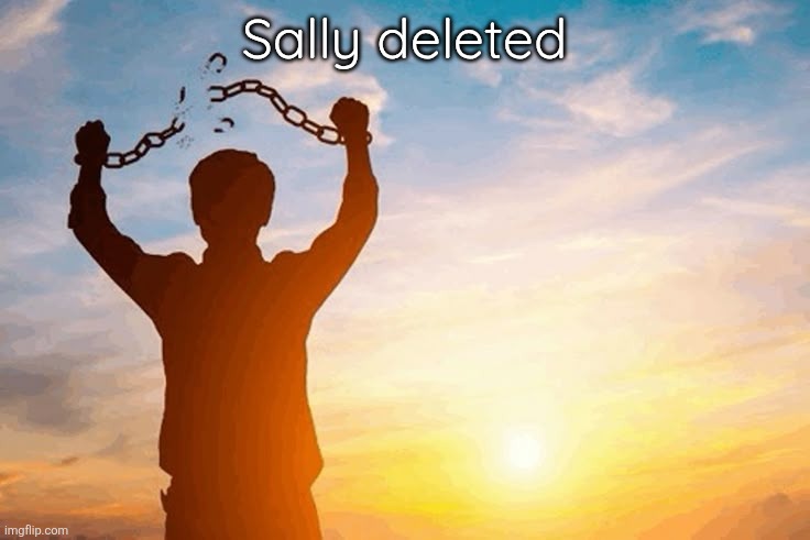 man breaking handcuffs | Sally deleted | image tagged in man breaking handcuffs | made w/ Imgflip meme maker