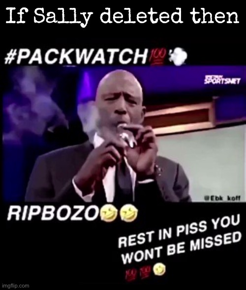 Rest in piss you won't be missed | If Sally deleted then | image tagged in rest in piss you won't be missed,msmg | made w/ Imgflip meme maker