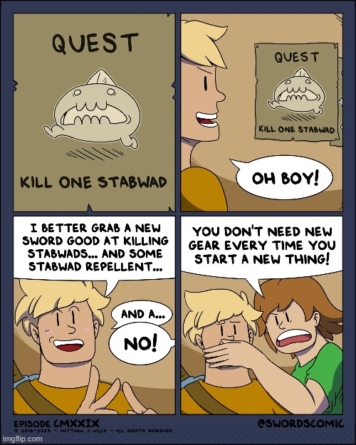 image tagged in quest,monster,sword,repellent,gear,new | made w/ Imgflip meme maker