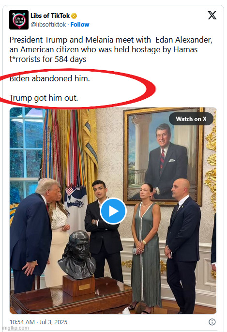 Biden abandoned him. Trump got him out | image tagged in released hostage,thank you,president trump | made w/ Imgflip meme maker